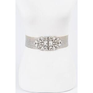 Multi Stone Metallic Straw Stretch Plus Size Belt